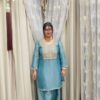 Aglow Sky Blue Crunchy Silk Embroidery Work Salwar Suit