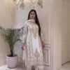 Classic White Faux Georgette Embroider Work Salwar Suit