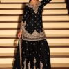 Shiny Black Chinon Silk Sequence Work Salwar Suit