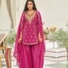 Shiny Pink Natural Silk Embroider Work Salwar Suit