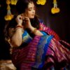 Solid Pink Soft Lichi Silk All Over Work Saree