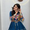 Super Teal Cotton Mirror Gamthi Work Lehenga Choli