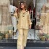 Unique Chiku Salsa Crushed Hand Work Shrug Kurti