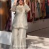 Unique Grey Salsa Crushed Hand Work Shrug Kurti