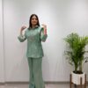 Unique Sea Green Salsa Silk Hand Work Kurti