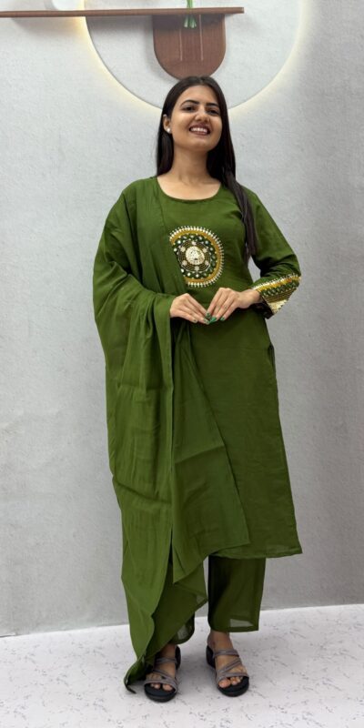 PC 598 Green Roman Silk Salwar Suit with Sequins Work & Embroidery Work. Available at ₹2099 only. Delivery 4-6 Working Days. Shop now. | Jump Suits, Salwar suit, Casual Suits, Creative suits, Designer Suits, Palazzo Suits, Party Wear Suits, Patiala Suits, Straight Suits