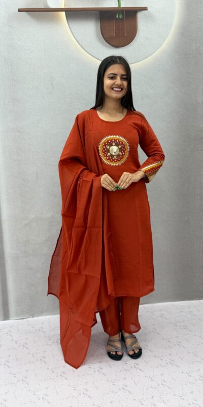 PC 598 Rust Roman Silk Salwar Suit with Sequins Work & Embroidery Work. Available at ₹2099 only. Delivery 4-6 Working Days. Shop now. | Jump Suits, Salwar suit, Casual Suits, Creative suits, Designer Suits, Palazzo Suits, Party Wear Suits, Patiala Suits, Straight Suits