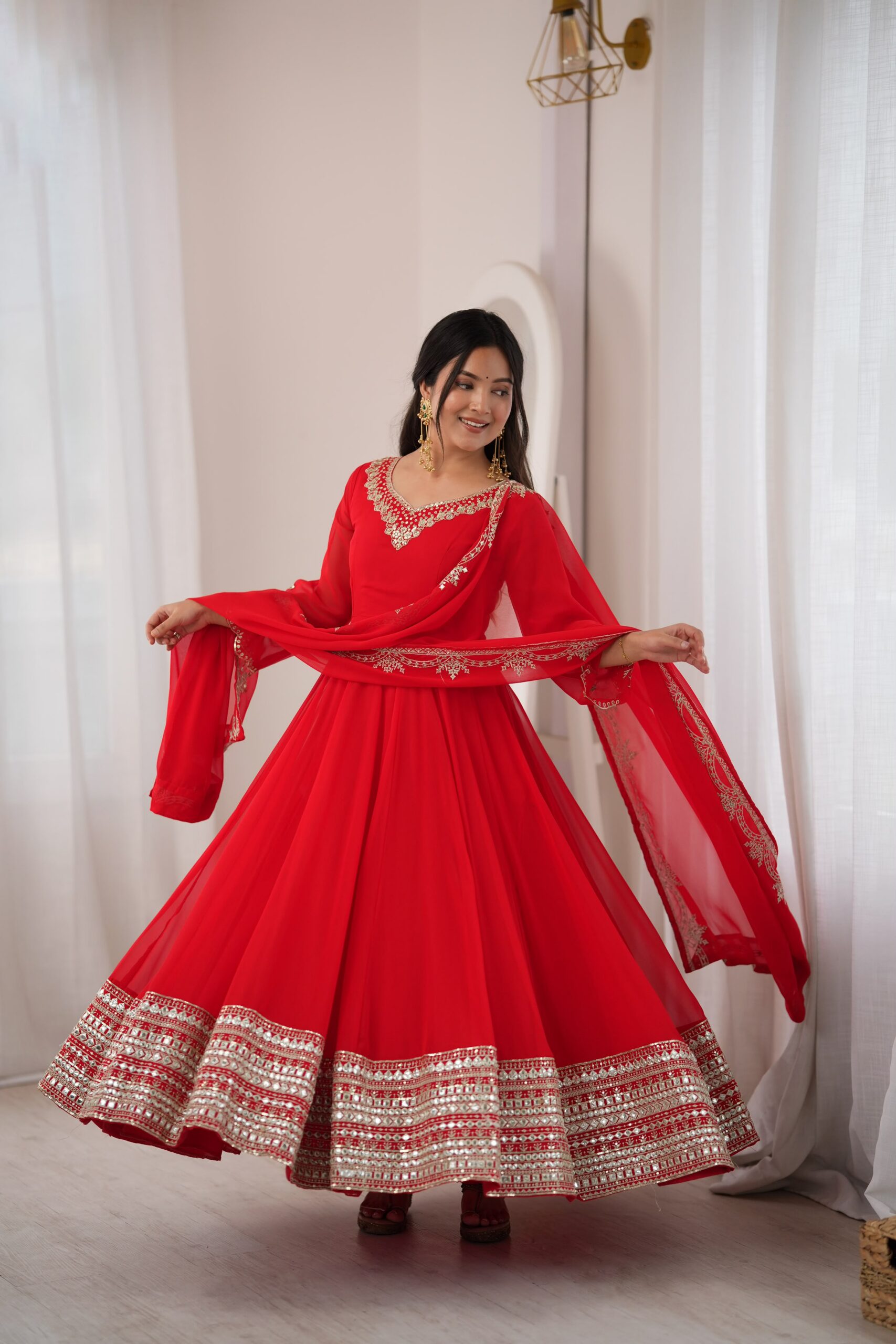 SSR 549 Red Fox Perfect for Wedding, Party, Durga Puja, Diwali, Anniversary –Georgette Gown. Now at just ₹2449. Delivery 4-6 Working Days. Shop now. | Gowns, Bollywood Gowns, Creative Gowns, Designer Gowns, Embroidered Gowns, Party Wear Gowns