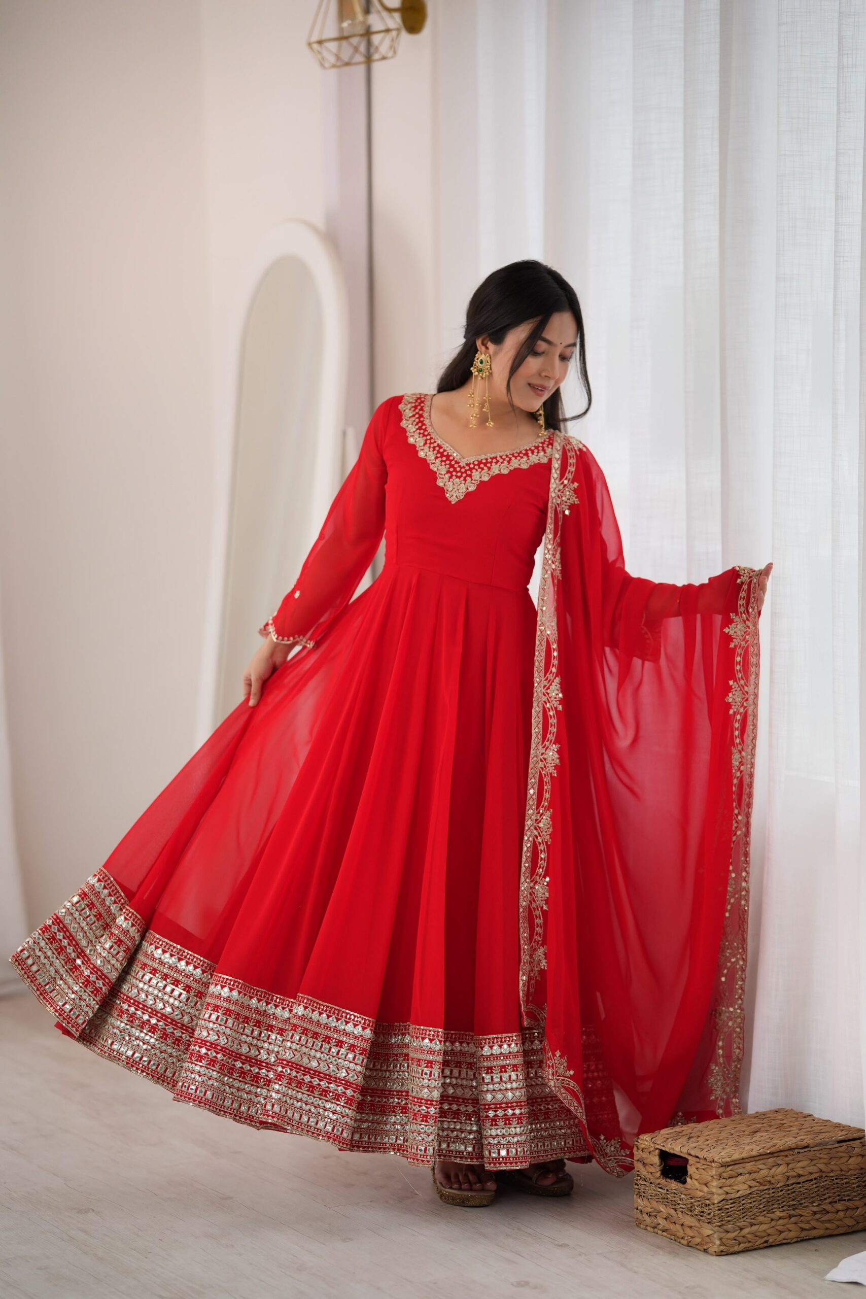 SSR 549 Red Fox Perfect for Wedding, Party, Durga Puja, Diwali, Anniversary –Georgette Gown. Now at just ₹2449. Delivery 4-6 Working Days. Shop now. | Gowns, Bollywood Gowns, Creative Gowns, Designer Gowns, Embroidered Gowns, Party Wear Gowns