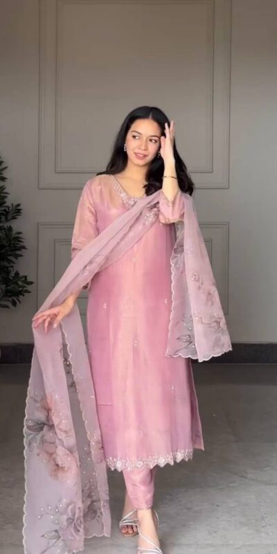 DB 006 Pink Pure Natural Crep Salwar Suit with Moti Work & Embroidery Work. Affordable Price ₹2199. Delivery 4-6 Working Days. Shop now. | Jump Suits, Salwar suit, Casual Suits, Creative suits, Designer Suits, Palazzo Suits, Party Wear Suits, Patiala Suits, Straight Suits