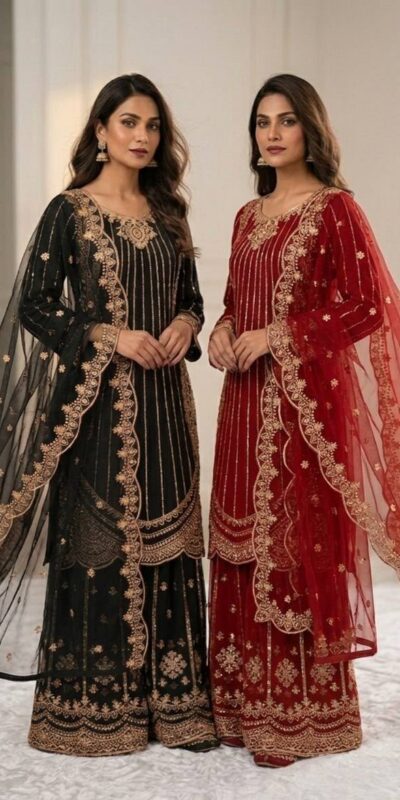 VLM 331 Red Faux Georgette Salwar Suit erfect for Wedding, Party, Mehendi, Pongal, Reception – . Available at ₹2449 only. Delivery 4-6 Working Days | Jump Suits, Salwar suit, Casual Suits, Creative suits, Designer Suits, Palazzo Suits, Party Wear Suits, Patiala Suits, Straight Suits