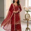 VLM 331 Red Faux Georgette Salwar Suit erfect for Wedding, Party, Mehendi, Pongal, Reception – . Available at ₹2449 only. Delivery 4-6 Working Days | Jump Suits, Salwar suit, Casual Suits, Creative suits, Designer Suits, Palazzo Suits, Party Wear Suits, Patiala Suits, Straight Suits