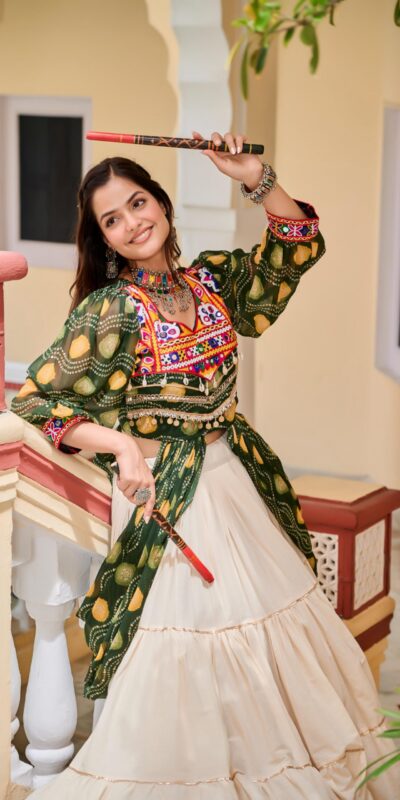 Ram 131 Green in Pure Cotton Mirror Work & Gamthi Work Lehenga Choli . Exclusive Offer ₹2949. Delivery 4-6 Working Days. Shop now. | Lehenga, Bollywood Lehenga, Creative Lehenga, Designer Lehenga, Embroidered Lehenga, Party Wear Lehenga