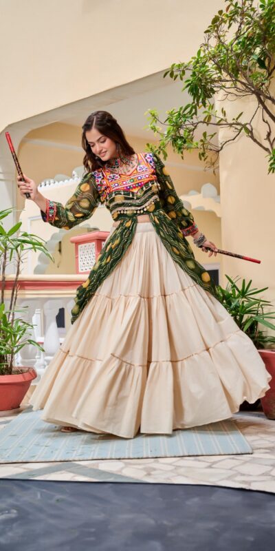 Ram 131 Green in Pure Cotton Mirror Work & Gamthi Work Lehenga Choli . Exclusive Offer ₹2949. Delivery 4-6 Working Days. Shop now. | Lehenga, Bollywood Lehenga, Creative Lehenga, Designer Lehenga, Embroidered Lehenga, Party Wear Lehenga