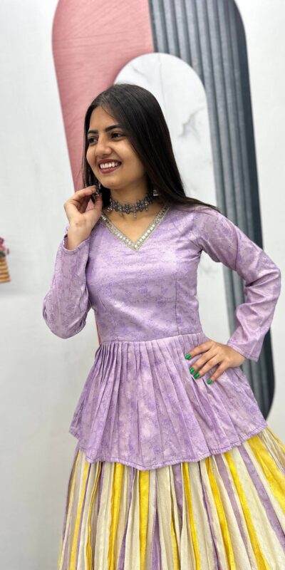 PC 573 Lavender in Jacquard Silk Designer Work Lehenga Choli . Introductory Price ₹2249. Delivery 4-6 Working Days. Shop now. | Lehenga, Bollywood Lehenga, Creative Lehenga, Designer Lehenga, Embroidered Lehenga, Party Wear Lehenga