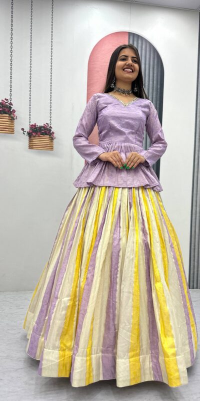 PC 573 Lavender in Jacquard Silk Designer Work Lehenga Choli . Introductory Price ₹2249. Delivery 4-6 Working Days. Shop now. | Lehenga, Bollywood Lehenga, Creative Lehenga, Designer Lehenga, Embroidered Lehenga, Party Wear Lehenga