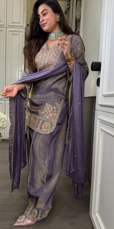 SRK 5367 Lavender Embroidery Work & Sequins Work Salwar Suit in Peach Ronald Silk. Get it for ₹2349. Delivery 4-6 Working Days. Shop now. | Jump Suits, Salwar suit, Casual Suits, Creative suits, Designer Suits, Palazzo Suits, Party Wear Suits, Patiala Suits, Straight Suits