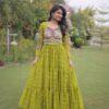 KA 1268 Mehendi in Colour Faux Georgette Bandhani Print Work Gown. Available at ₹2119 only. Delivery 4-6 Working Days. Shop now. | Gowns, Bollywood Gowns, Creative Gowns, Designer Gowns, Embroidered Gowns, Party Wear Gowns