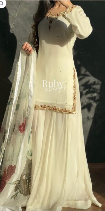 WW 1263 Off White Faux Georgette Salwar Suit with Mirror Work & Embroidery Work. Get it for ₹2149. Delivery 4-6 Working Days. Shop now. | Jump Suits, Salwar suit, Casual Suits, Creative suits, Designer Suits, Palazzo Suits, Party Wear Suits, Patiala Suits, Straight Suits