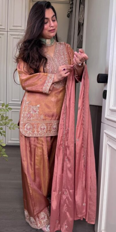 SRK 5367 Peach Embroidery Work & Sequins Work Salwar Suit in Peach Ronald Silk. Get it for ₹2349. Delivery 4-6 Working Days. Shop now. | Jump Suits, Salwar suit, Casual Suits, Creative suits, Designer Suits, Palazzo Suits, Party Wear Suits, Patiala Suits, Straight Suits