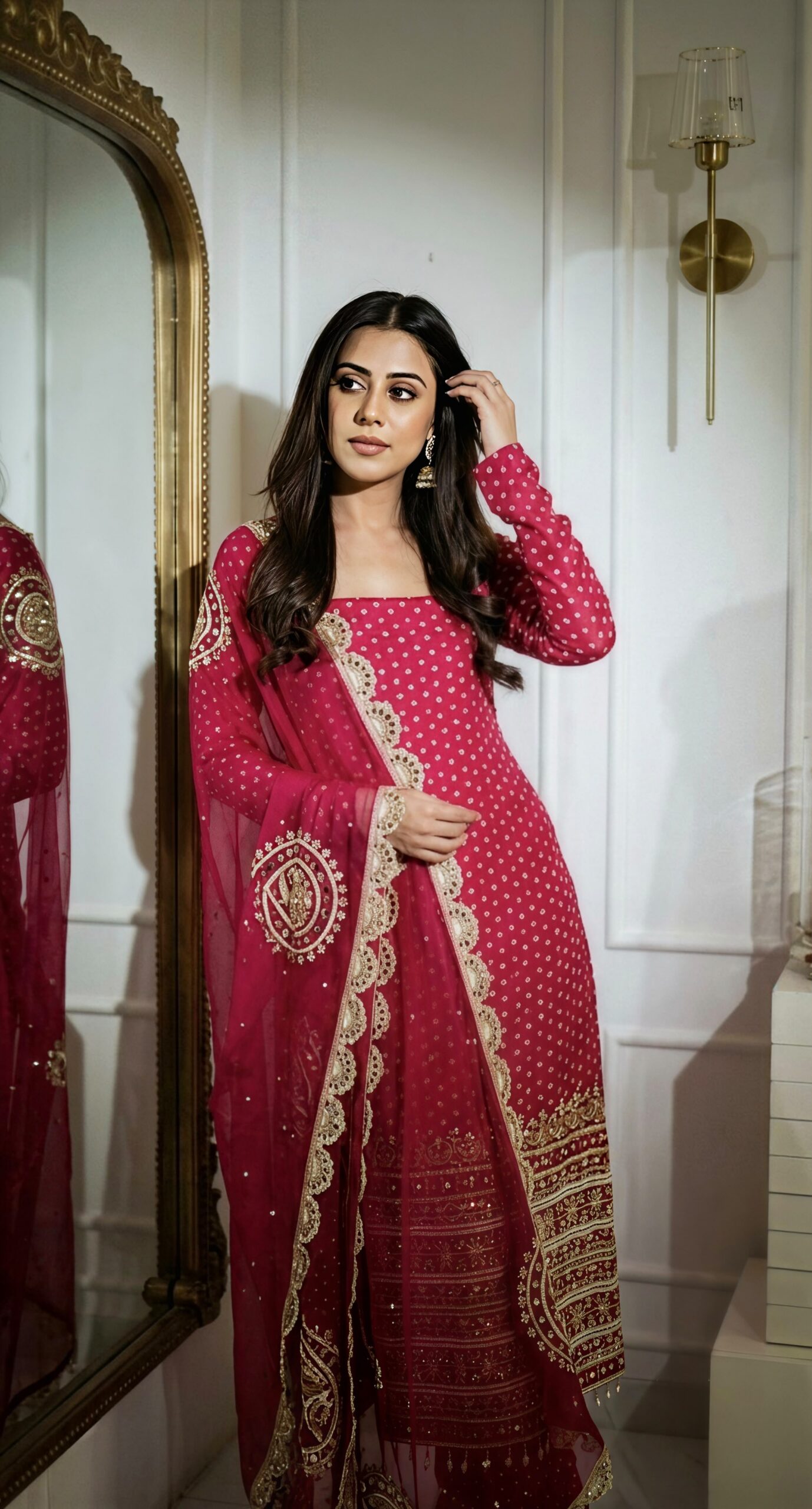 NSR 912 Pink Faux Georgette Salwar Suit with Mirror Work & Embroidery Work. Get it for ₹2349. Delivery 4-6 Working Days. Shop now. | Jump Suits, Salwar suit, Casual Suits, Creative suits, Designer Suits, Palazzo Suits, Party Wear Suits, Patiala Suits, Straight Suits