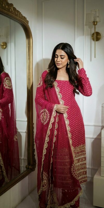 NSR 912 Pink Faux Georgette Salwar Suit with Mirror Work & Embroidery Work. Get it for ₹2349. Delivery 4-6 Working Days. Shop now. | Jump Suits, Salwar suit, Casual Suits, Creative suits, Designer Suits, Palazzo Suits, Party Wear Suits, Patiala Suits, Straight Suits