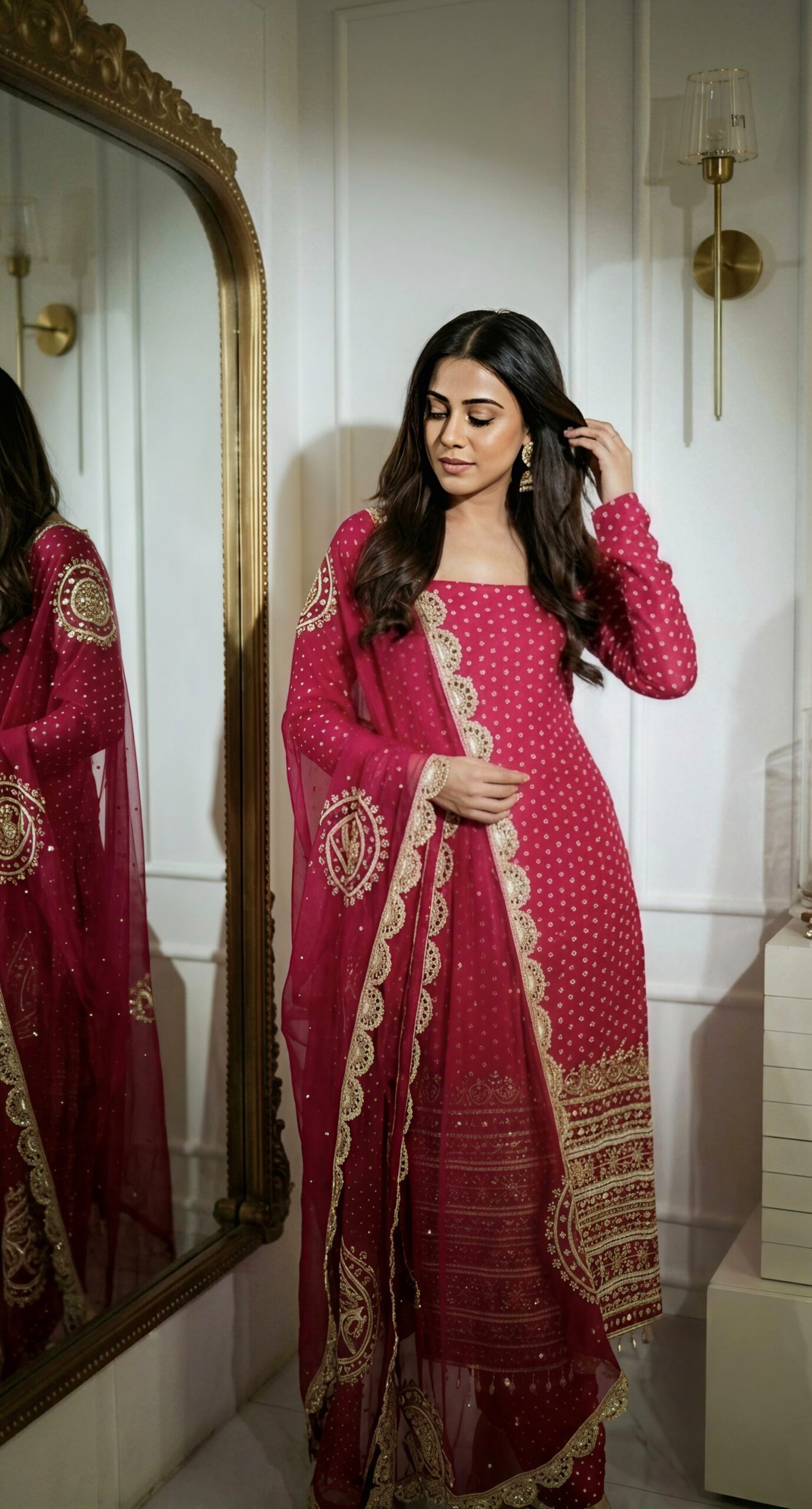 NSR 912 Pink Faux Georgette Salwar Suit with Mirror Work & Embroidery Work. Get it for ₹2349. Delivery 4-6 Working Days. Shop now. | Jump Suits, Salwar suit, Casual Suits, Creative suits, Designer Suits, Palazzo Suits, Party Wear Suits, Patiala Suits, Straight Suits