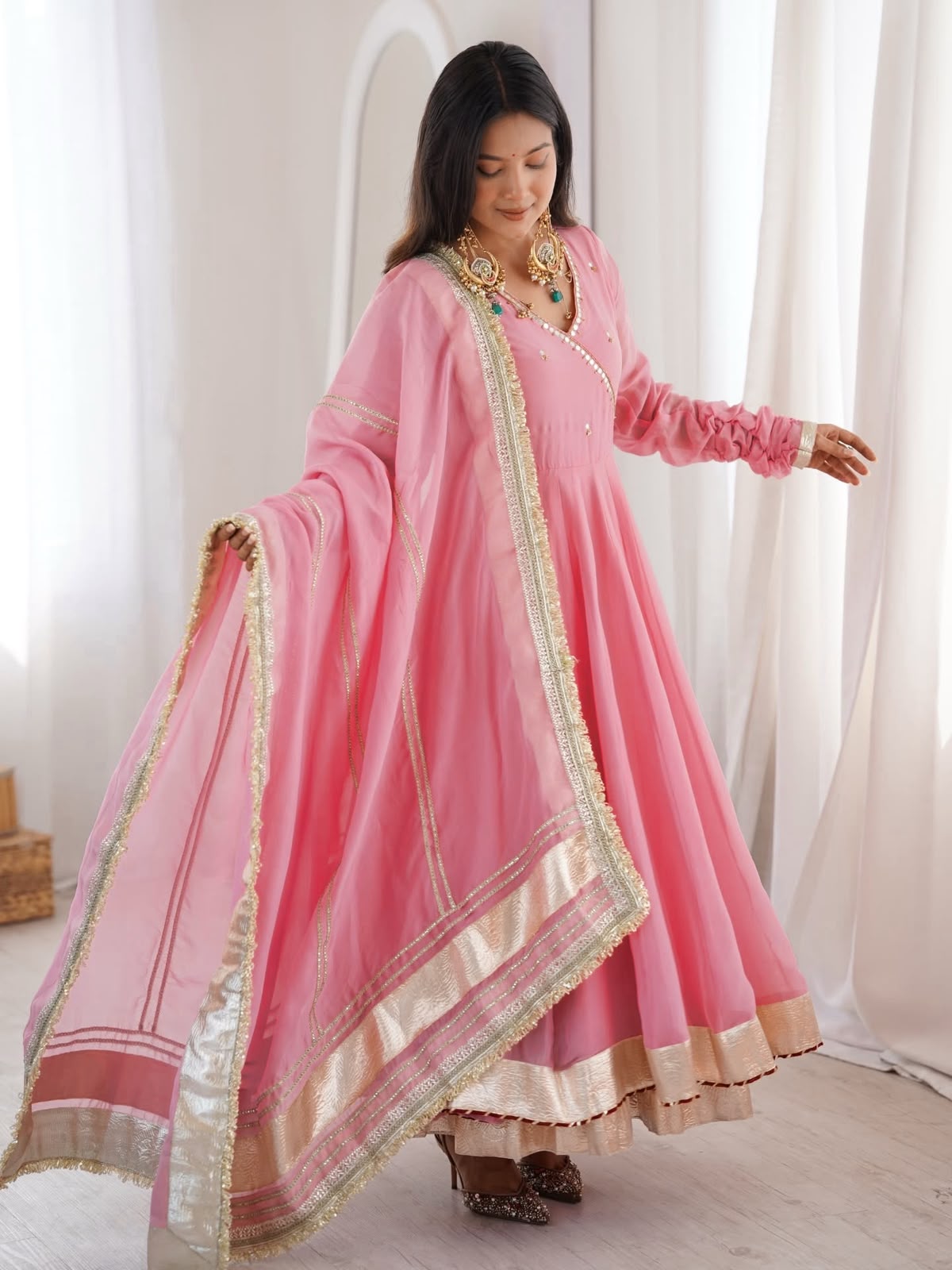 RTC 6048 Pink Tabby Organza Silk Gown with Hand Work & Mirror Work. Special Price ₹2549. Delivery 4-6 Working Days. Shop now. | Gowns, Bollywood Gowns, Creative Gowns, Designer Gowns, Embroidered Gowns, Party Wear Gowns