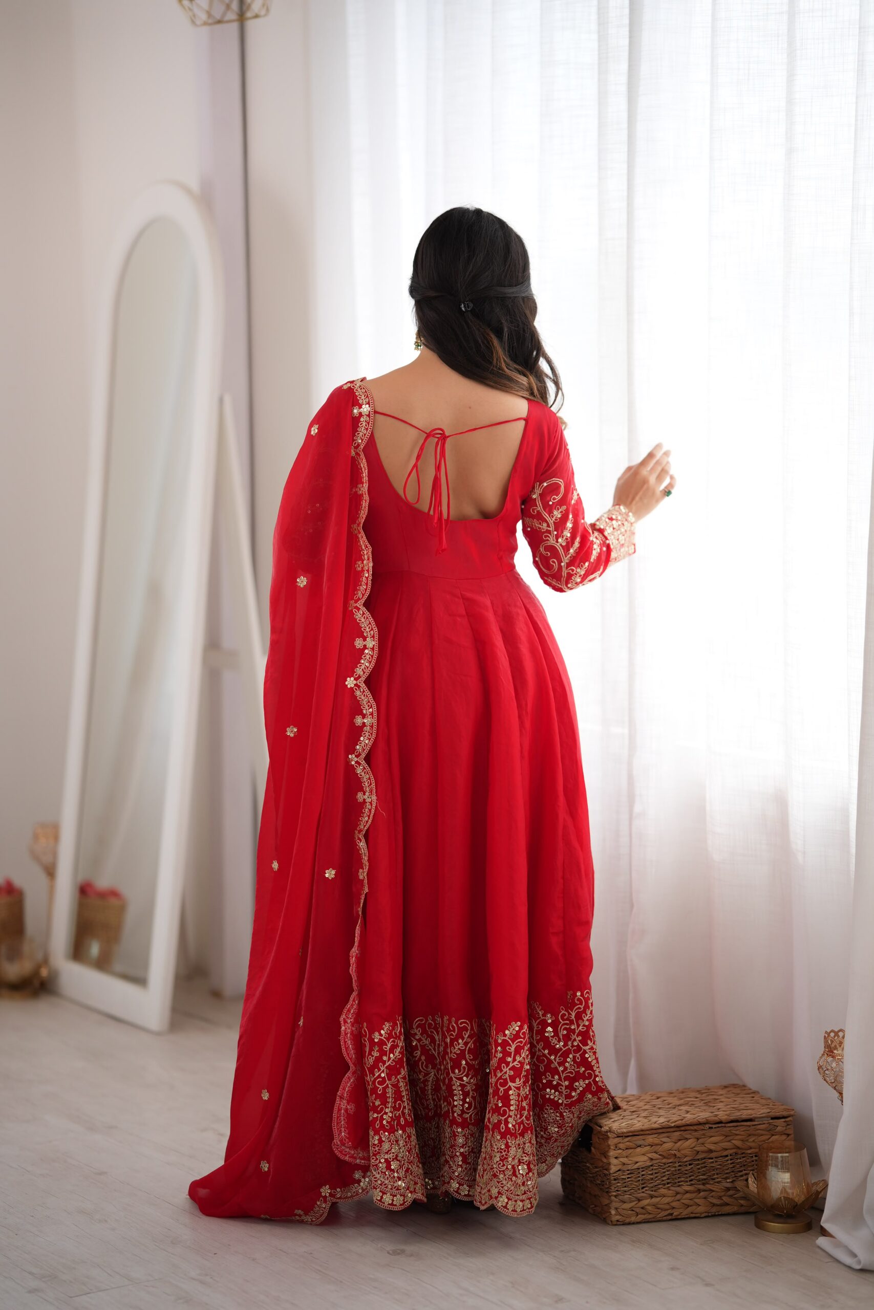 ZSR 3185 Red Fendy Silk Gown with Embroidery Work & Sequins Work. Special Price ₹2399. Delivery 4-6 Working Days. Shop now. | Gowns, Bollywood Gowns, Creative Gowns, Designer Gowns, Embroidered Gowns, Party Wear Gowns