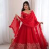 Fancy Red Fendy Silk Embroider Sequins Work Gown