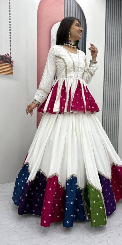 PC N54 White in Pure Cotton Mirror Work & Gamthi Work Lehenga Choli . Exclusive Offer ₹3049. Delivery 4-6 Working Days. Shop now. | Lehenga, Bollywood Lehenga, Creative Lehenga, Designer Lehenga, Embroidered Lehenga, Party Wear Lehenga