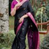 KP 7009 Black Soft Lichi Silk Saree with Lace Work & Lace Border. Introductory Price ₹1649. Delivery 4-6 Working Days. Shop now. | Sarees, Bollywood Sarees, Creative Sarees, Designer Sarees, Embroidered Sarees, Ethnic Saree, Modern Digital sarees, Party Wear Sarees