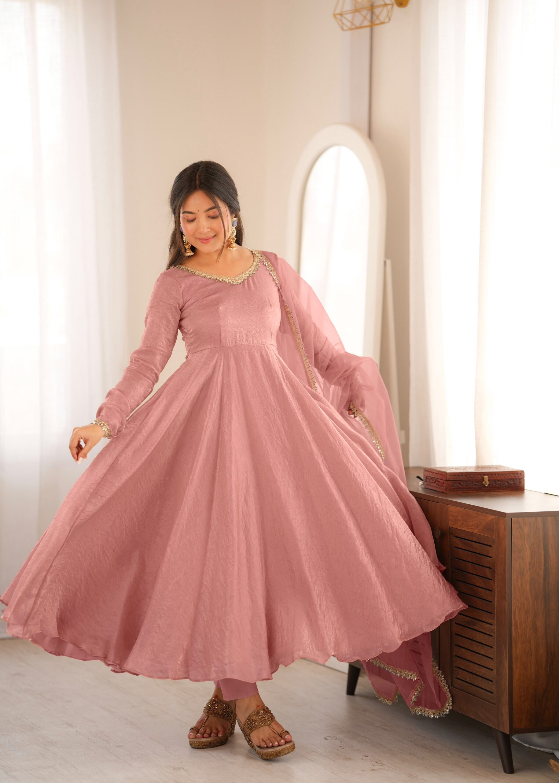 SRK 5355 Pink Doremon Crush Gown with Lace Work & Mirror Work. Exclusive Offer ₹2099. Delivery 4-6 Working Days. Shop now. | Gowns, Bollywood Gowns, Creative Gowns, Designer Gowns, Embroidered Gowns, Party Wear Gowns