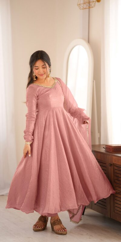 SRK 5355 Pink Doremon Crush Gown with Lace Work & Mirror Work. Exclusive Offer ₹2099. Delivery 4-6 Working Days. Shop now. | Gowns, Bollywood Gowns, Creative Gowns, Designer Gowns, Embroidered Gowns, Party Wear Gowns