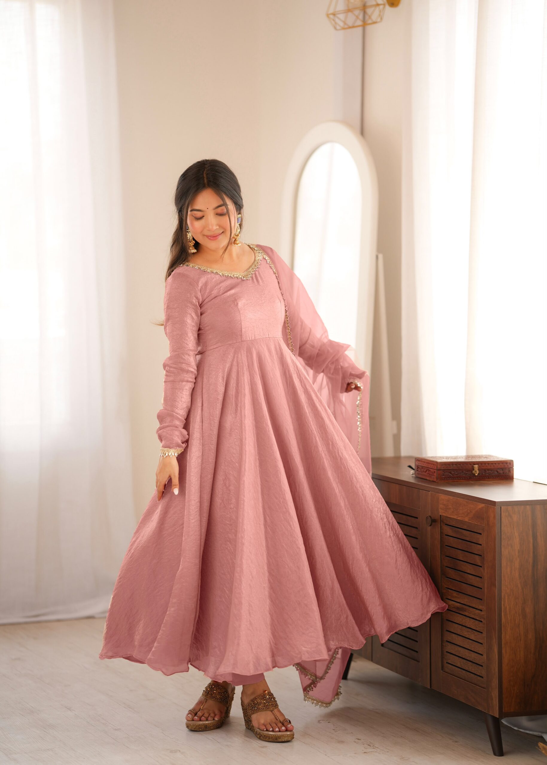 SRK 5355 Pink Doremon Crush Gown with Lace Work & Mirror Work. Exclusive Offer ₹2099. Delivery 4-6 Working Days. Shop now. | Gowns, Bollywood Gowns, Creative Gowns, Designer Gowns, Embroidered Gowns, Party Wear Gowns