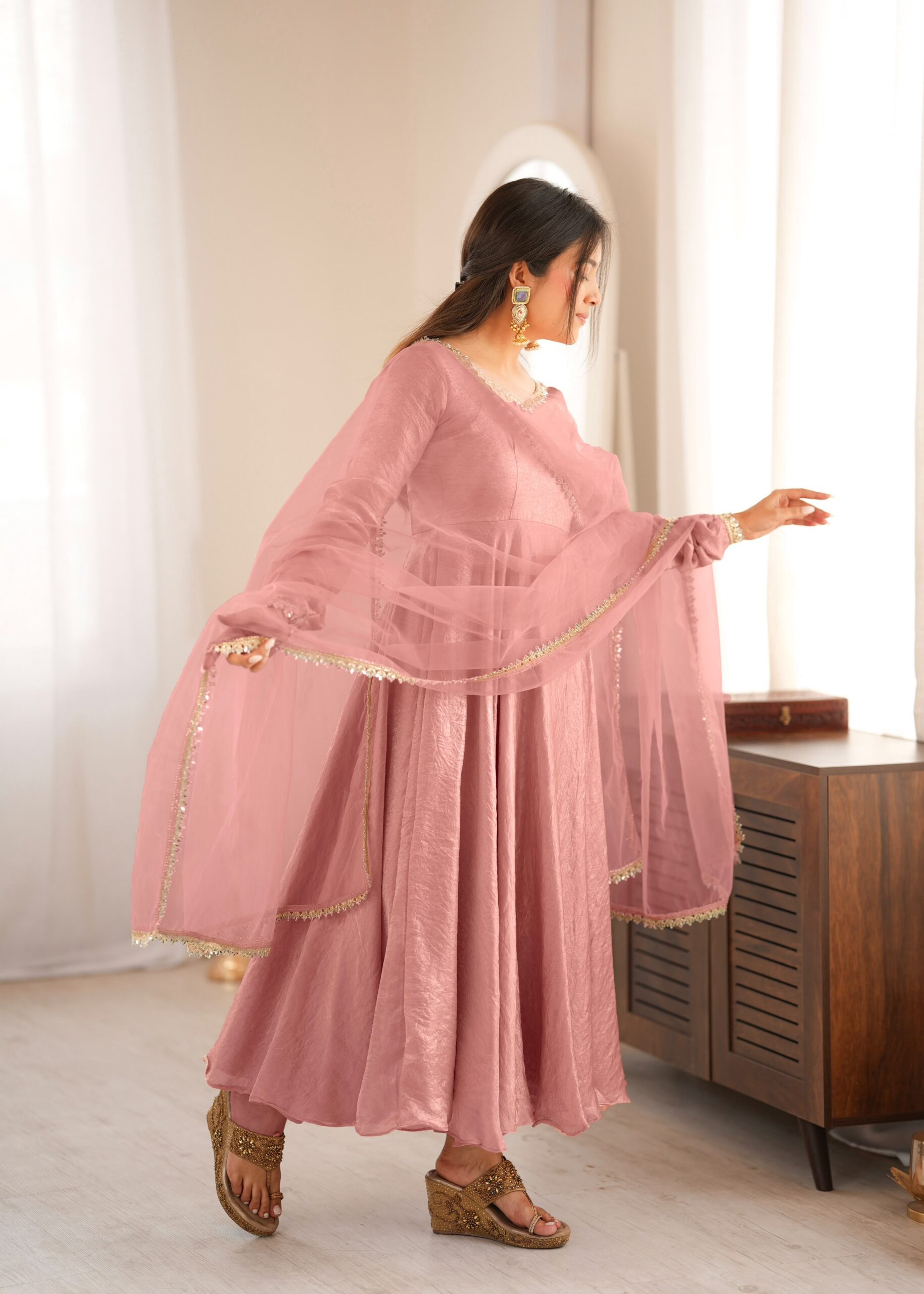 SRK 5355 Pink Doremon Crush Gown with Lace Work & Mirror Work. Exclusive Offer ₹2099. Delivery 4-6 Working Days. Shop now. | Gowns, Bollywood Gowns, Creative Gowns, Designer Gowns, Embroidered Gowns, Party Wear Gowns