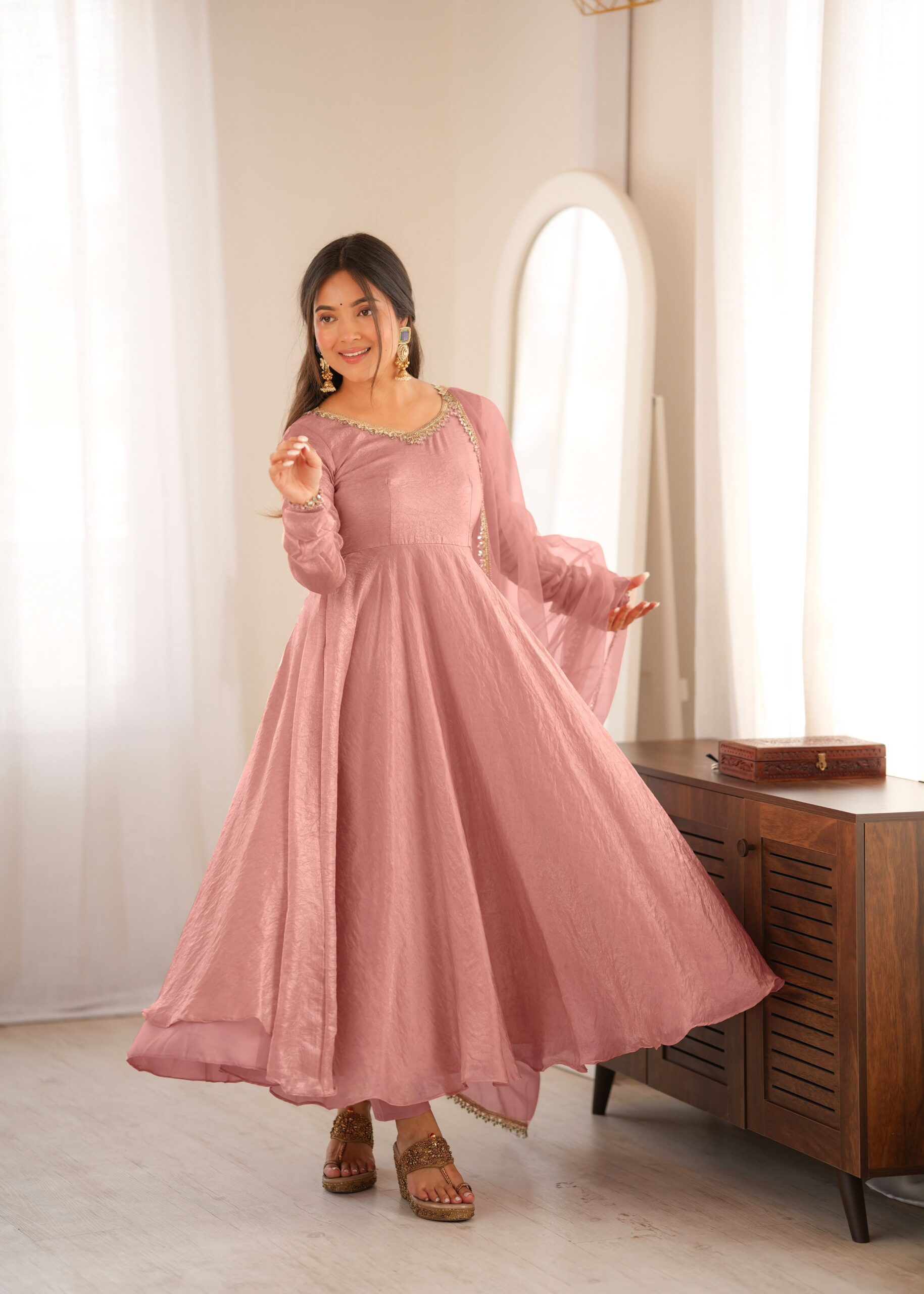 SRK 5355 Pink Doremon Crush Gown with Lace Work & Mirror Work. Exclusive Offer ₹2099. Delivery 4-6 Working Days. Shop now. | Gowns, Bollywood Gowns, Creative Gowns, Designer Gowns, Embroidered Gowns, Party Wear Gowns
