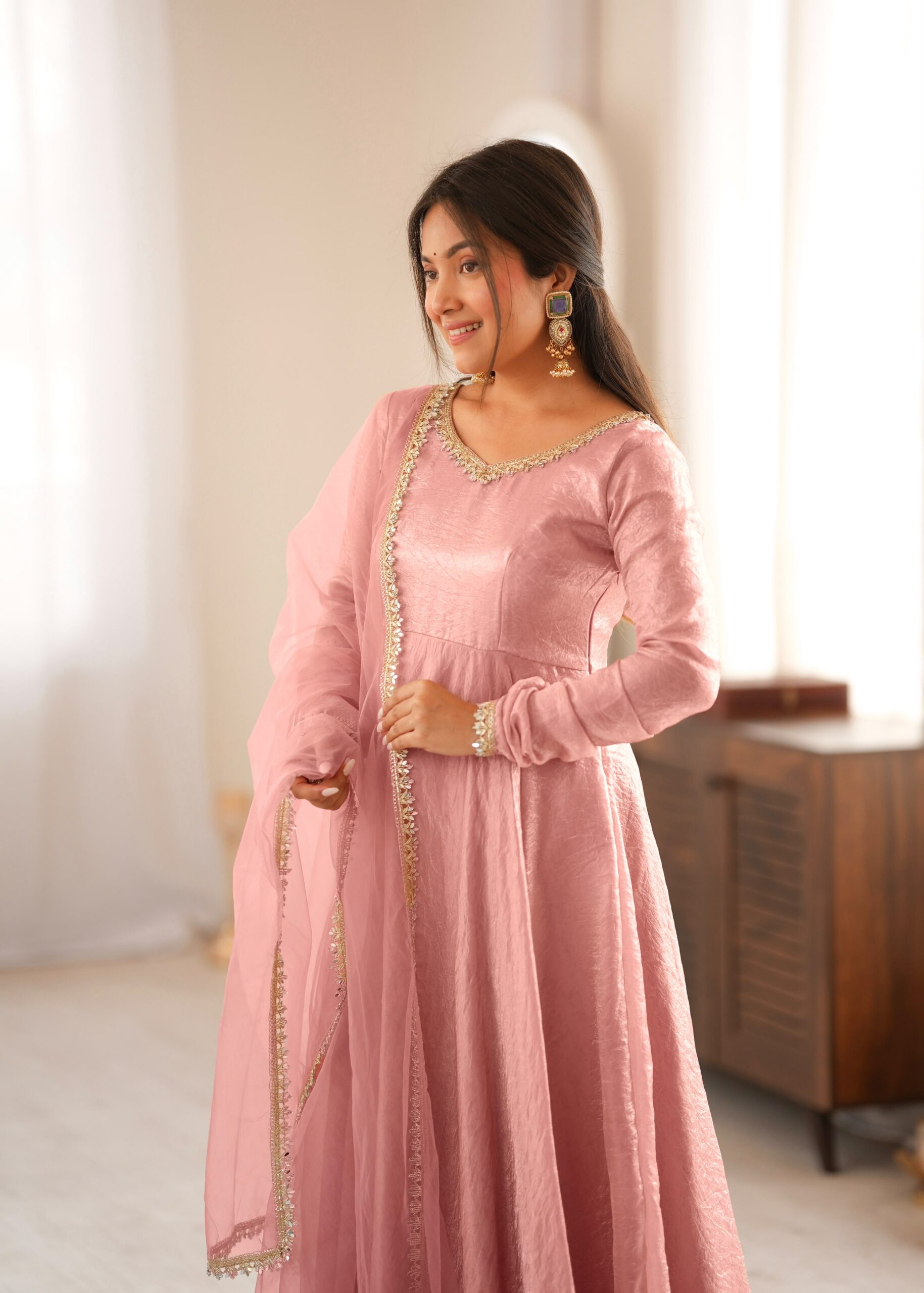 SRK 5355 Pink Doremon Crush Gown with Lace Work & Mirror Work. Exclusive Offer ₹2099. Delivery 4-6 Working Days. Shop now. | Gowns, Bollywood Gowns, Creative Gowns, Designer Gowns, Embroidered Gowns, Party Wear Gowns