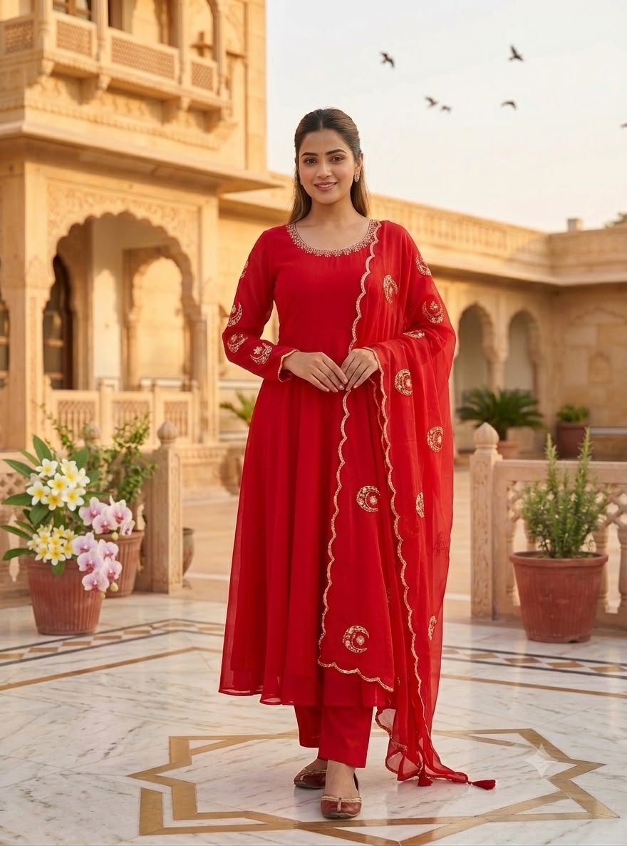 VLM 351 Red Fox Perfect for Wedding, Party, Durga Puja, Diwali, Anniversary –Georgette Gown. Now at just ₹2199. Delivery 4-6 Working Days. Shop now. | Gowns, Bollywood Gowns, Creative Gowns, Designer Gowns, Embroidered Gowns, Party Wear Gowns