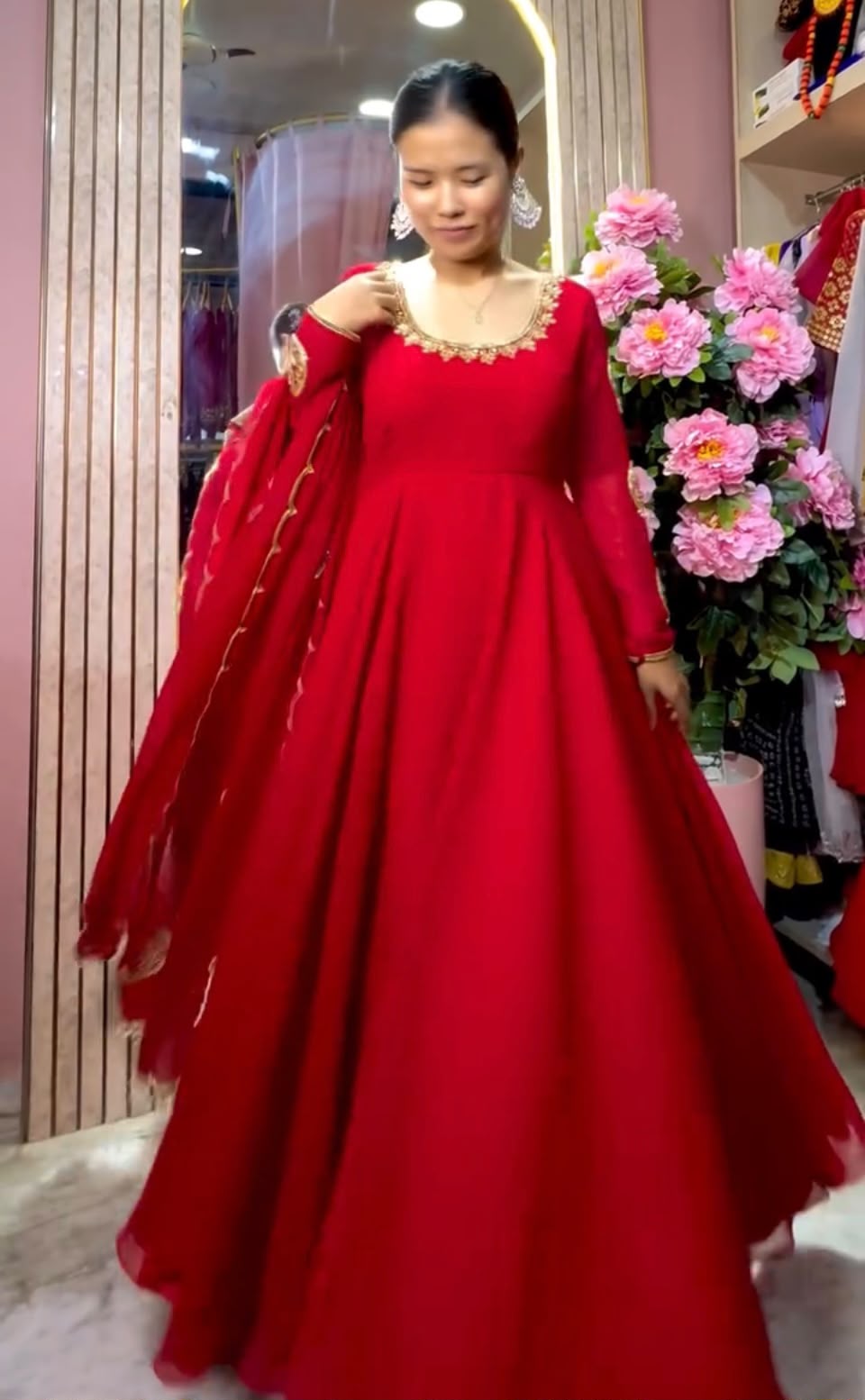 VLM 351 Red Fox Perfect for Wedding, Party, Durga Puja, Diwali, Anniversary –Georgette Gown. Now at just ₹2199. Delivery 4-6 Working Days. Shop now. | Gowns, Bollywood Gowns, Creative Gowns, Designer Gowns, Embroidered Gowns, Party Wear Gowns
