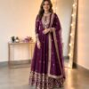 SSR 546 Wine in Georgette Embroidery Work & Sequins Work Gown . Get it for ₹2149. Delivery 4-6 Working Days. Online Shop now. | Gowns, Bollywood Gowns, Creative Gowns, Designer Gowns, Embroidered Gowns, Party Wear Gowns