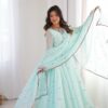 SP 82 Sky Blue in Heavy Faux Georgette Embroidery Work Salwar Suit . Introductory Price ₹1999. Delivery 4-6 Working Days. Shop now. | Anarkali Suits, Bollywood Anarkali, Creative-Anarkali, Designer Anarkali, Embroidered Anarkali, Party Wear Anarkali
