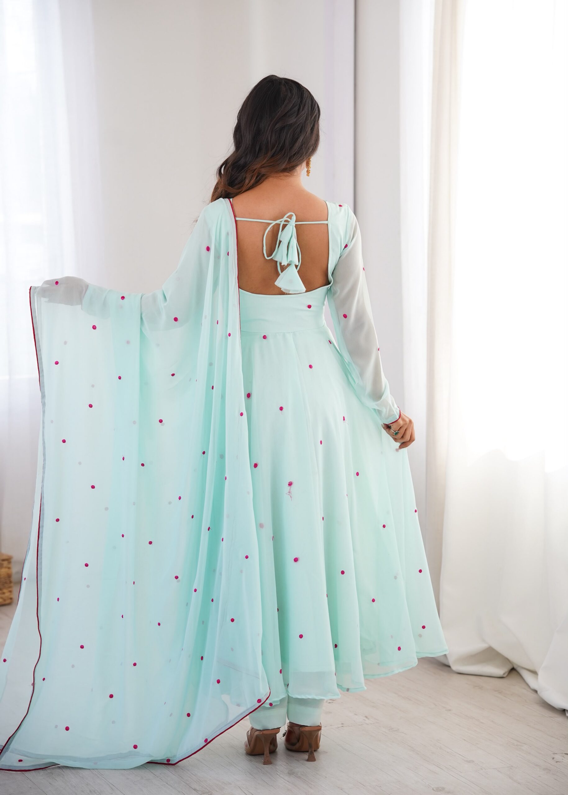 SP 82 Sky Blue in Heavy Faux Georgette Embroidery Work Salwar Suit . Introductory Price ₹1999. Delivery 4-6 Working Days. Shop now. | Anarkali Suits, Bollywood Anarkali, Creative-Anarkali, Designer Anarkali, Embroidered Anarkali, Party Wear Anarkali