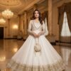 JF 049 White Georgette Gown with Embroidery Work & Sequins Work. Exclusive Offer ₹2149. Delivery 4-6 Working Days. Shop now. | Gowns, Bollywood Gowns, Creative Gowns, Designer Gowns, Embroidered Gowns, Party Wear Gowns