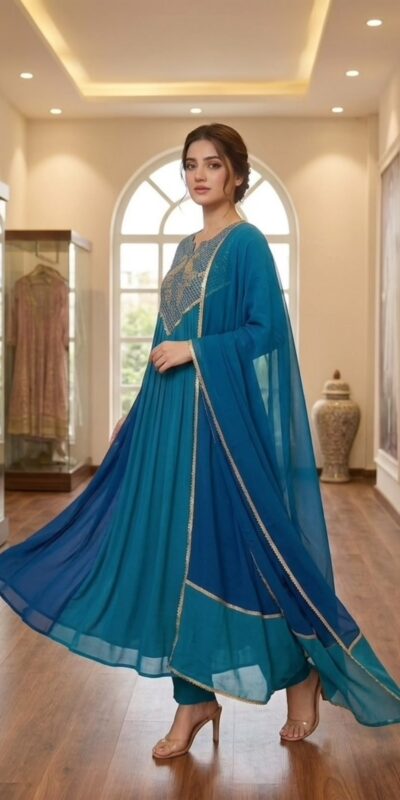 LG 2137 Blue Mul Chanderi Salwar Suit with Embroidery Work & Sequins Work. Festive Deal ₹2199. Delivery 4-6 Working Days. Shop nowp | Jump Suits, Salwar suit, Casual Suits, Creative suits, Designer Suits, Palazzo Suits, Party Wear Suits, Patiala Suits, Straight Suits