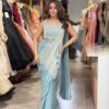 Grand Sky Blue Soft Rangoli Silk Embroider Work Saree