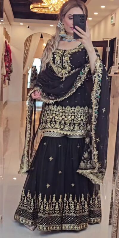 NF 1246 Black Faux Georgette Salwar Suit with Mirror Work & Embroidery Work. Get it for ₹2449. Delivery 4-6 Working Days. Shop now. | Jump Suits, Salwar suit, Casual Suits, Creative suits, Designer Suits, Palazzo Suits, Party Wear Suits, Patiala Suits, Straight Suits