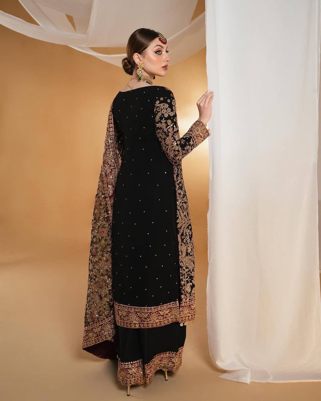 KF 1666 Black Faux Georgette Salwar Suit with Mirror Work & Embroidery Work. Get it for ₹2999. Delivery 4-6 Working Days. Shop now. | Jump Suits, Salwar suit, Casual Suits, Creative suits, Designer Suits, Palazzo Suits, Party Wear Suits, Patiala Suits, Straight Suits