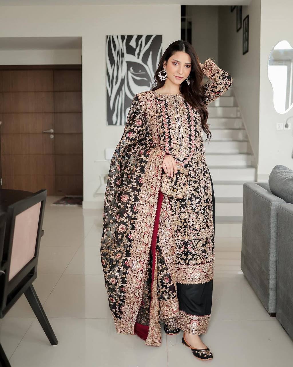 KF 1666 Black Faux Georgette Salwar Suit with Mirror Work & Embroidery Work. Get it for ₹2999. Delivery 4-6 Working Days. Shop now. | Jump Suits, Salwar suit, Casual Suits, Creative suits, Designer Suits, Palazzo Suits, Party Wear Suits, Patiala Suits, Straight Suits