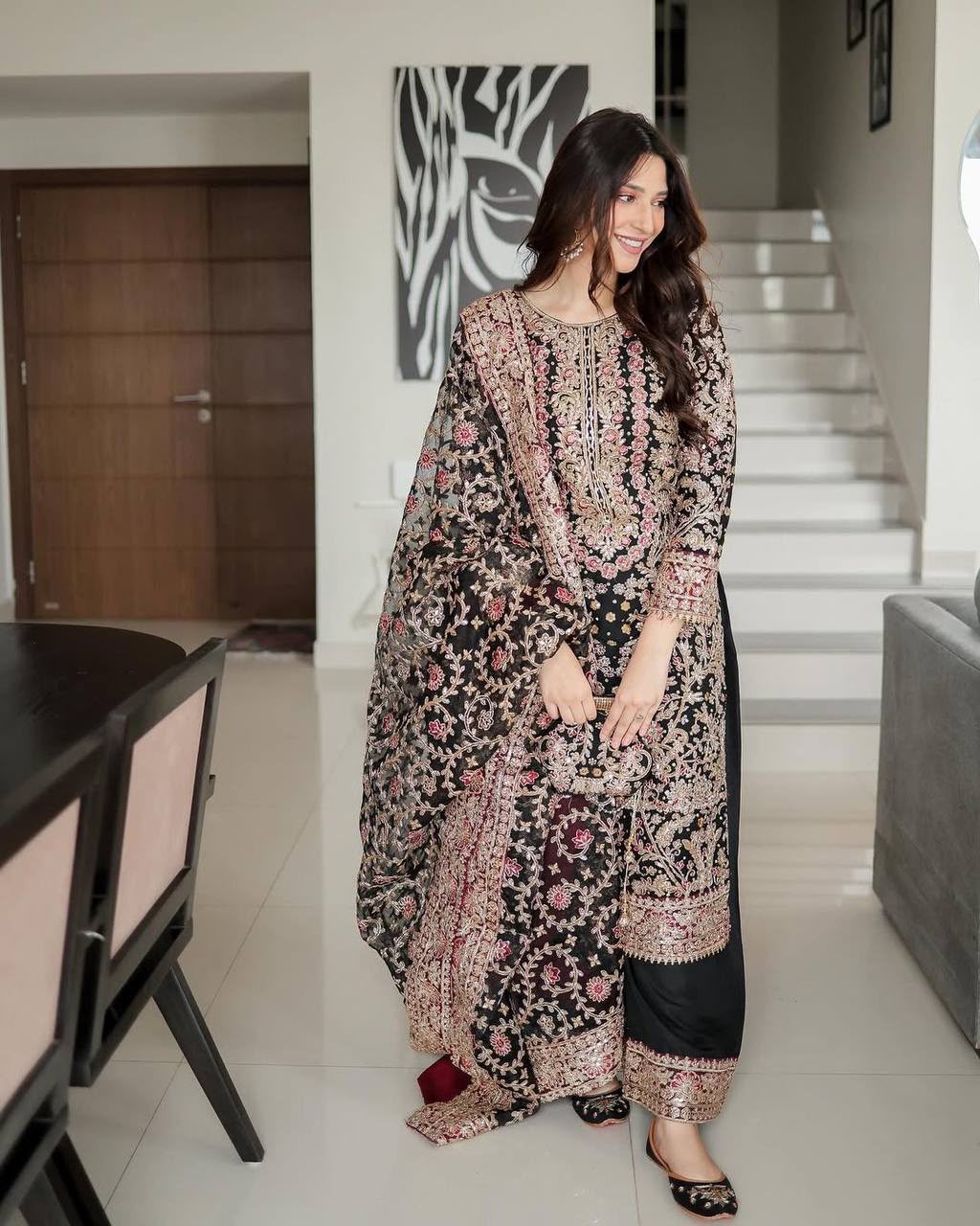 KF 1666 Black Faux Georgette Salwar Suit with Mirror Work & Embroidery Work. Get it for ₹2999. Delivery 4-6 Working Days. Shop now. | Jump Suits, Salwar suit, Casual Suits, Creative suits, Designer Suits, Palazzo Suits, Party Wear Suits, Patiala Suits, Straight Suits